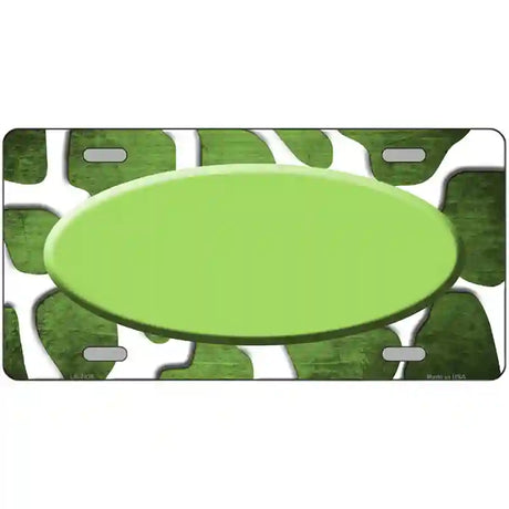 Lime Green White Oval Giraffe Oil Rubbed Metal Novelty License Plate 24" x 12" (LLP)