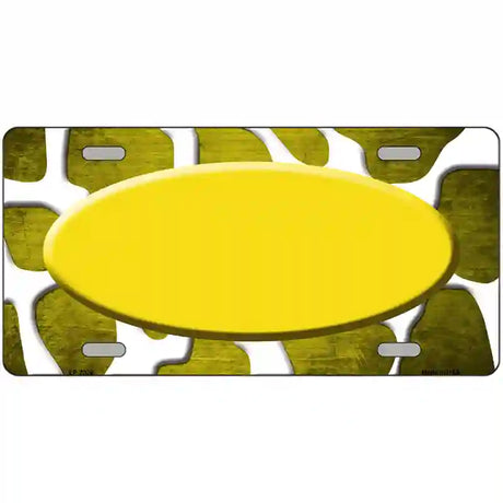 Yellow White Oval Giraffe Oil Rubbed Metal Novelty License Plate 24" x 12" (LLP)