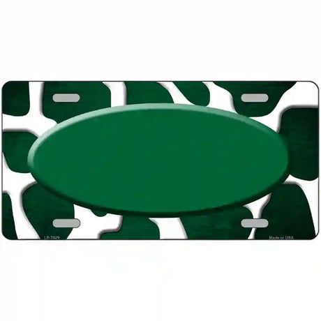 Green White Oval Giraffe Oil Rubbed Metal Novelty License Plate 24" x 12" (LLP)