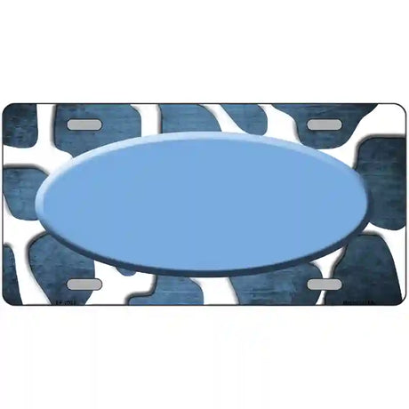 Light Blue White Oval Giraffe Oil Rubbed Metal Novelty License Plate 24" x 12" (LLP)