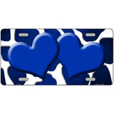 Blue White Hearts Giraffe Oil Rubbed Metal Novelty License Plate 24" x 12" (LLP)