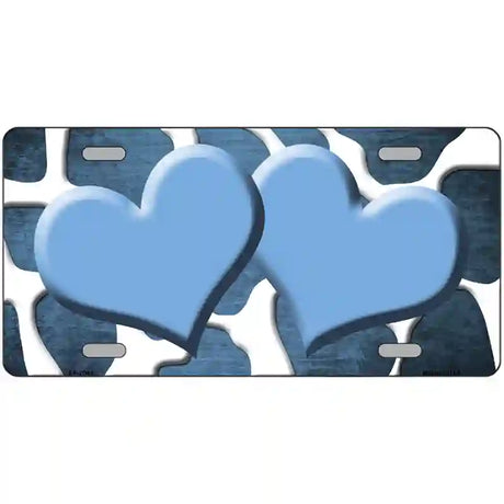 Light Blue White Hearts Giraffe Oil Rubbed Metal Novelty License Plate 24" x 12" (LLP)