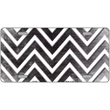 Black White Chevron Oil Rubbed Metal Novelty License Plate 24" x 12" (LLP)