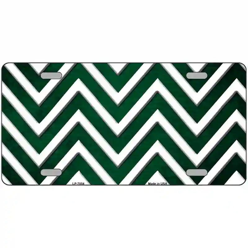 Green White Chevron Oil Rubbed Metal Novelty License Plate 24" x 12" (LLP)