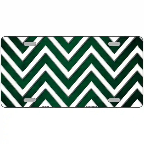 Green White Chevron Oil Rubbed Metal Novelty License Plate 24" x 12" (LLP)