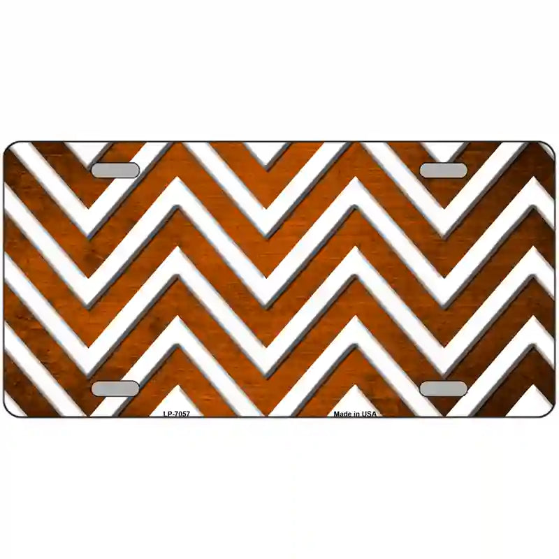 Orange White Chevron Oil Rubbed Metal Novelty License Plate 24" x 12" (LLP)