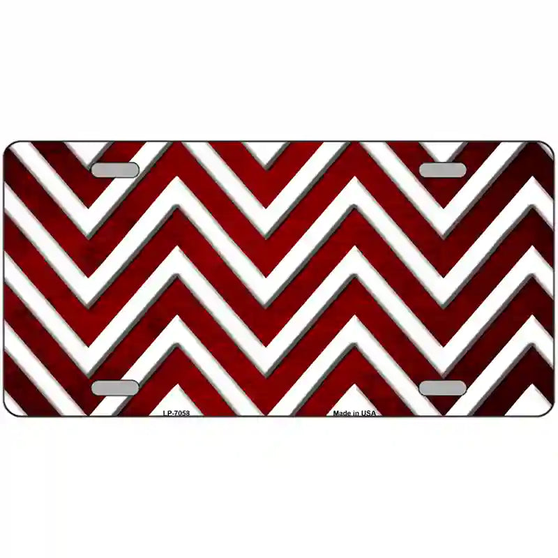 Red White Chevron Oil Rubbed Metal Novelty License Plate 24" x 12" (LLP)