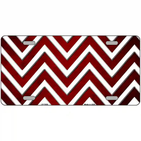 Red White Chevron Oil Rubbed Metal Novelty License Plate 24" x 12" (LLP)