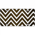 Brown White Chevron Oil Rubbed Metal Novelty License Plate 24" x 12" (LLP)