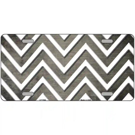 Tan White Chevron Oil Rubbed Metal Novelty License Plate 24" x 12" (LLP)