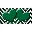 Green White Hearts Chevron Oil Rubbed Metal Novelty License Plate 24" x 12" (LLP)