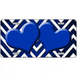 Blue White Hearts Chevron Oil Rubbed Metal Novelty License Plate 24" x 12" (LLP)