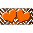 Orange White Hearts Chevron Oil Rubbed Metal Novelty License Plate 24" x 12" (LLP)