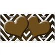 Brown White Hearts Chevron Oil Rubbed Metal Novelty License Plate 24" x 12" (LLP)