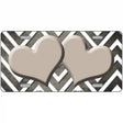 Tan White Hearts Chevron Oil Rubbed Metal Novelty License Plate 24" x 12" (LLP)