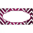 Pink White Chevron Scallop Oil Rubbed Metal Novelty License Plate 24" x 12" (LLP)