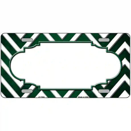 Green White Chevron Scallop Oil Rubbed Metal Novelty License Plate 24" x 12" (LLP)