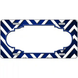 Blue White Chevron Scallop Oil Rubbed Metal Novelty License Plate 24" x 12" (LLP)