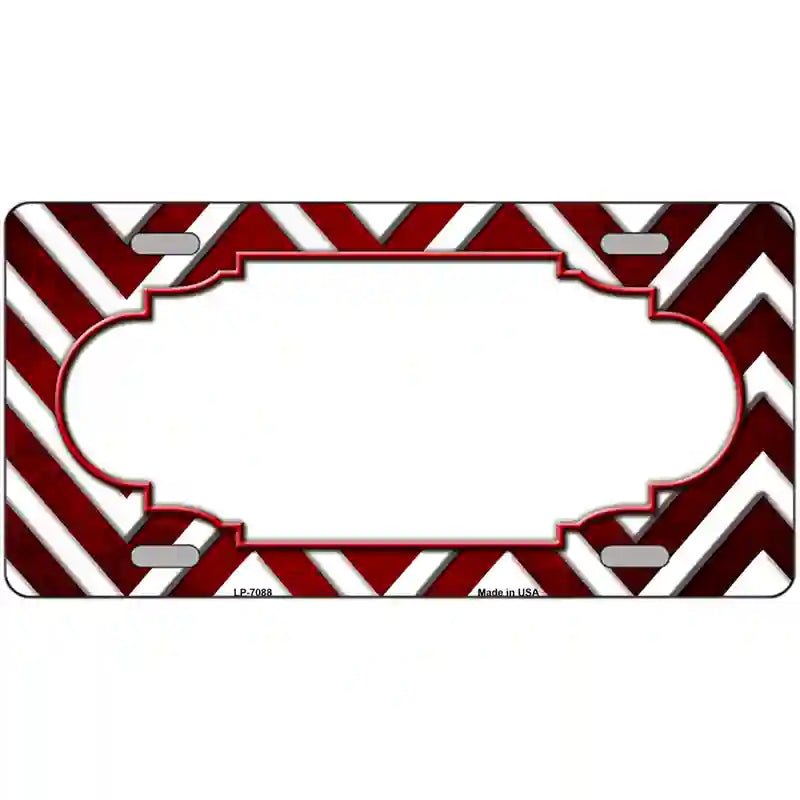 Red White Chevron Scallop Oil Rubbed Metal Novelty License Plate 24" x 12" (LLP)