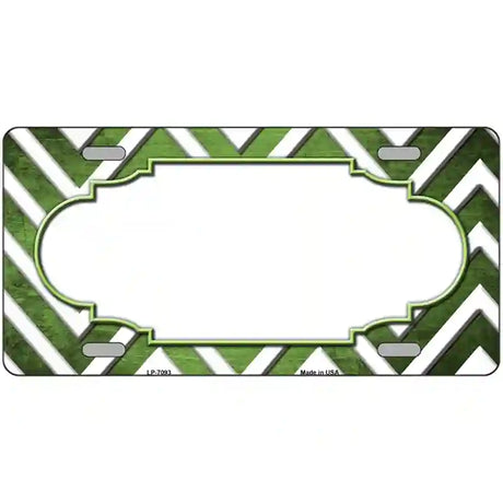 Lime Green White Chevron Scallop Oil Rubbed Metal Novelty License Plate 24" x 12" (LLP)