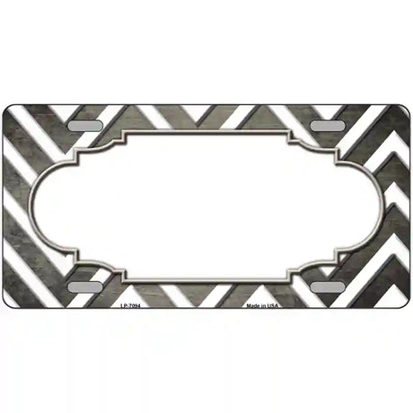 Tan White Chevron Scallop Oil Rubbed Metal Novelty License Plate 24" x 12" (LLP)