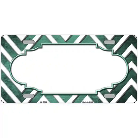 Mint White Chevron Scallop Oil Rubbed Metal Novelty License Plate 24" x 12" (LLP)