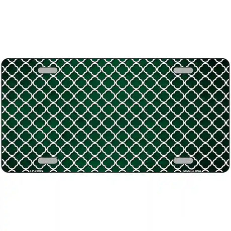 Green White Quatrefoil Oil Rubbed Metal Novelty License Plate 24" x 12" (LLP)