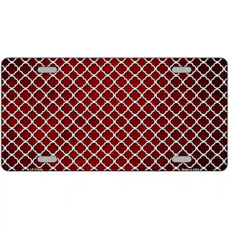 Red White Quatrefoil Oil Rubbed Metal Novelty License Plate 24" x 12" (LLP)