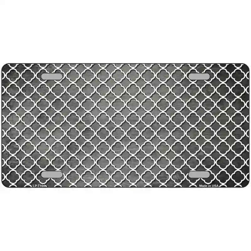 Gray White Quatrefoil Oil Rubbed Metal Novelty License Plate 24" x 12" (LLP)