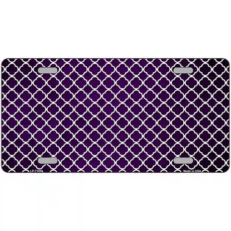 Purple White Quatrefoil Oil Rubbed Metal Novelty License Plate 24" x 12" (LLP)