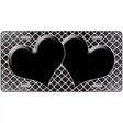 Black White Quatrefoil Hearts Oil Rubbed Metal Novelty License Plate 24" x 12" (LLP)