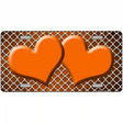 Orange White Quatrefoil Hearts Oil Rubbed Metal Novelty License Plate 24" x 12" (LLP)