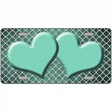 Mint White Quatrefoil Hearts Oil Rubbed Metal Novelty License Plate 24" x 12" (LLP)