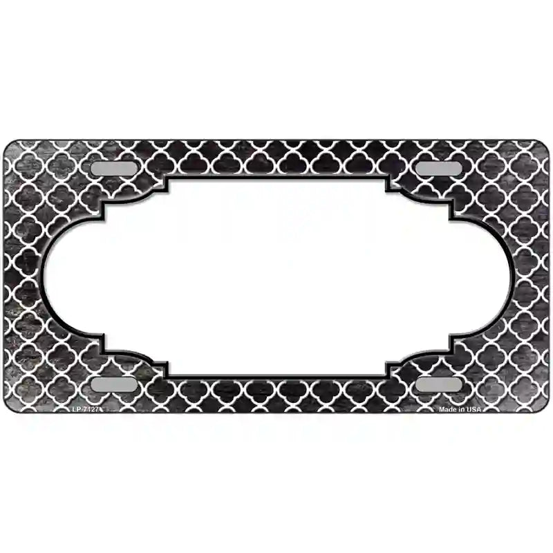 Black White Quatrefoil Scallop Oil Rubbed Metal Novelty License Plate 24" x 12" (LLP)