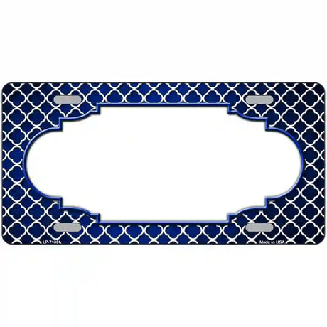 Blue White Quatrefoil Scallop Oil Rubbed Metal Novelty License Plate 24" x 12" (LLP)