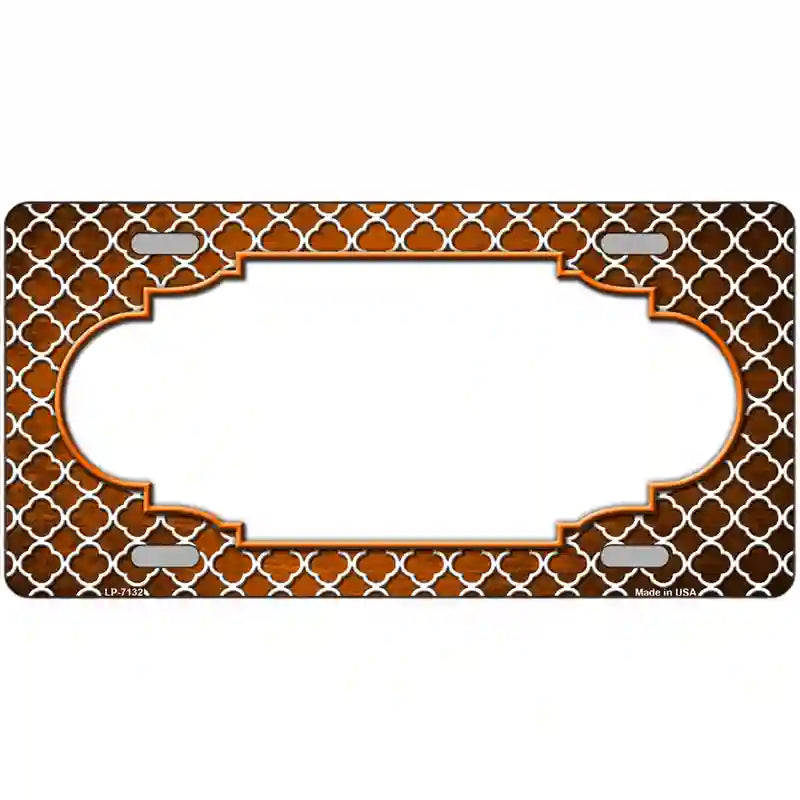 Orange White Quatrefoil Scallop Oil Rubbed Metal Novelty License Plate 24" x 12" (LLP)