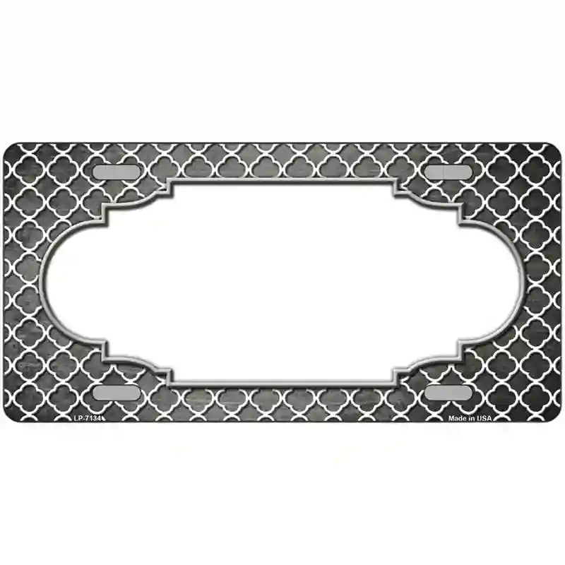 Gray White Quatrefoil Scallop Oil Rubbed Metal Novelty License Plate 24" x 12" (LLP)