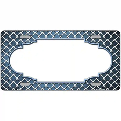 Light Blue White Quatrefoil Scallop Oil Rubbed Metal Novelty License Plate 24" x 12" (LLP)