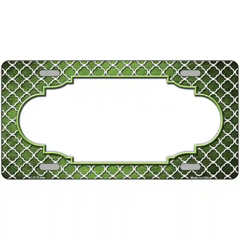 Lime Green White Quatrefoil Scallop Oil Rubbed Metal Novelty License Plate 24" x 12" (LLP)