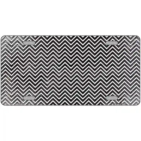 Black White Small Chevron Oil Rubbed Metal Novelty License Plate 24" x 12" (LLP)