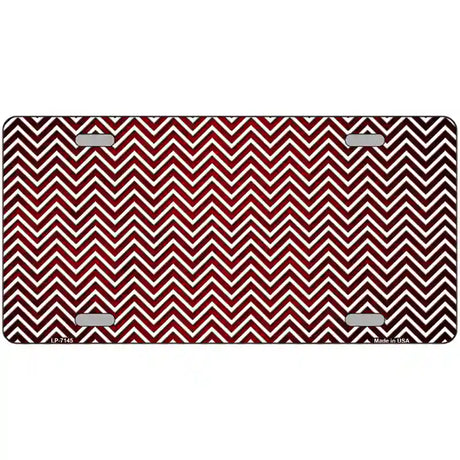 Red White Small Chevron Oil Rubbed Metal Novelty License Plate 24" x 12" (LLP)