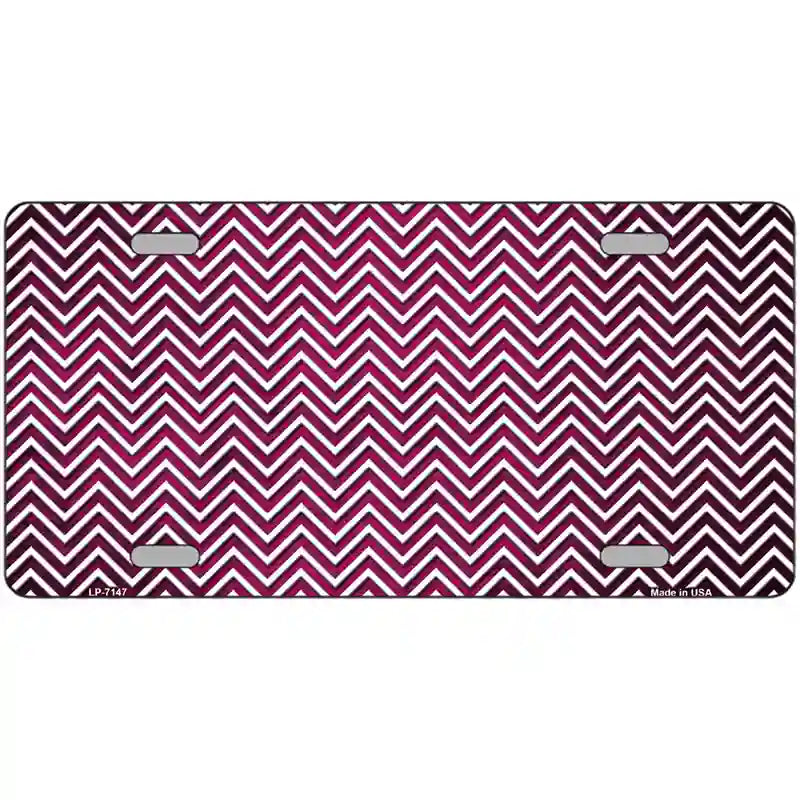 Pink White Small Chevron Oil Rubbed Metal Novelty License Plate 24" x 12" (LLP)