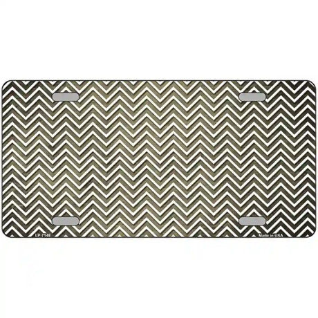 Gold White Small Chevron Oil Rubbed Metal Novelty License Plate 24" x 12" (LLP)