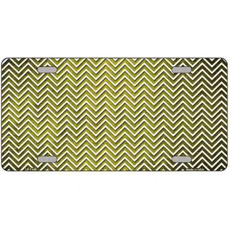 Yellow White Small Chevron Oil Rubbed Metal Novelty License Plate 24" x 12" (LLP)