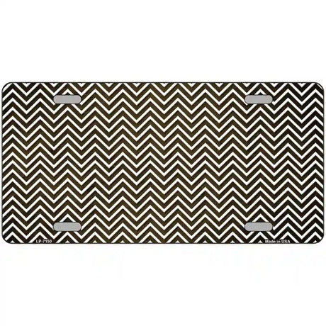 Brown White Small Chevron Oil Rubbed Metal Novelty License Plate 24" x 12" (LLP)