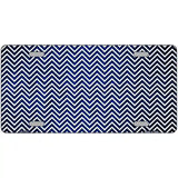 Blue White Small Chevron Oil Rubbed Metal Novelty License Plate 24" x 12" (LLP)