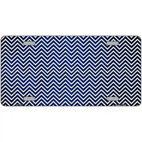 Blue White Small Chevron Oil Rubbed Metal Novelty License Plate 24" x 12" (LLP)