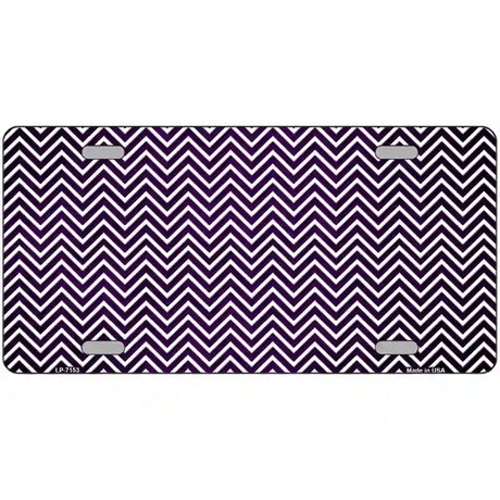 Purple White Small Chevron Oil Rubbed Metal Novelty License Plate 24" x 12" (LLP)