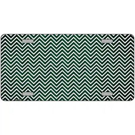 Green White Small Chevron Oil Rubbed Metal Novelty License Plate 24" x 12" (LLP)