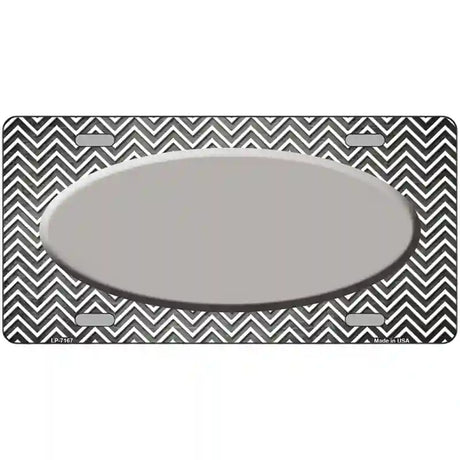 Gray White Small Chevron Oval Oil Rubbed Metal Novelty License Plate 24" x 12" (LLP)